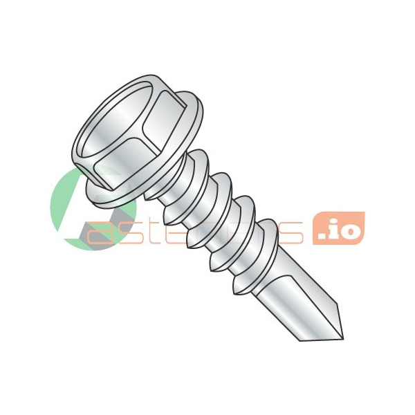 Newport Fasteners Self-Drilling Screw, #14 x 2-1/2 in, Zinc Plated Steel Flange Hex Head External Hex Drive, 800 PK 130524 - main